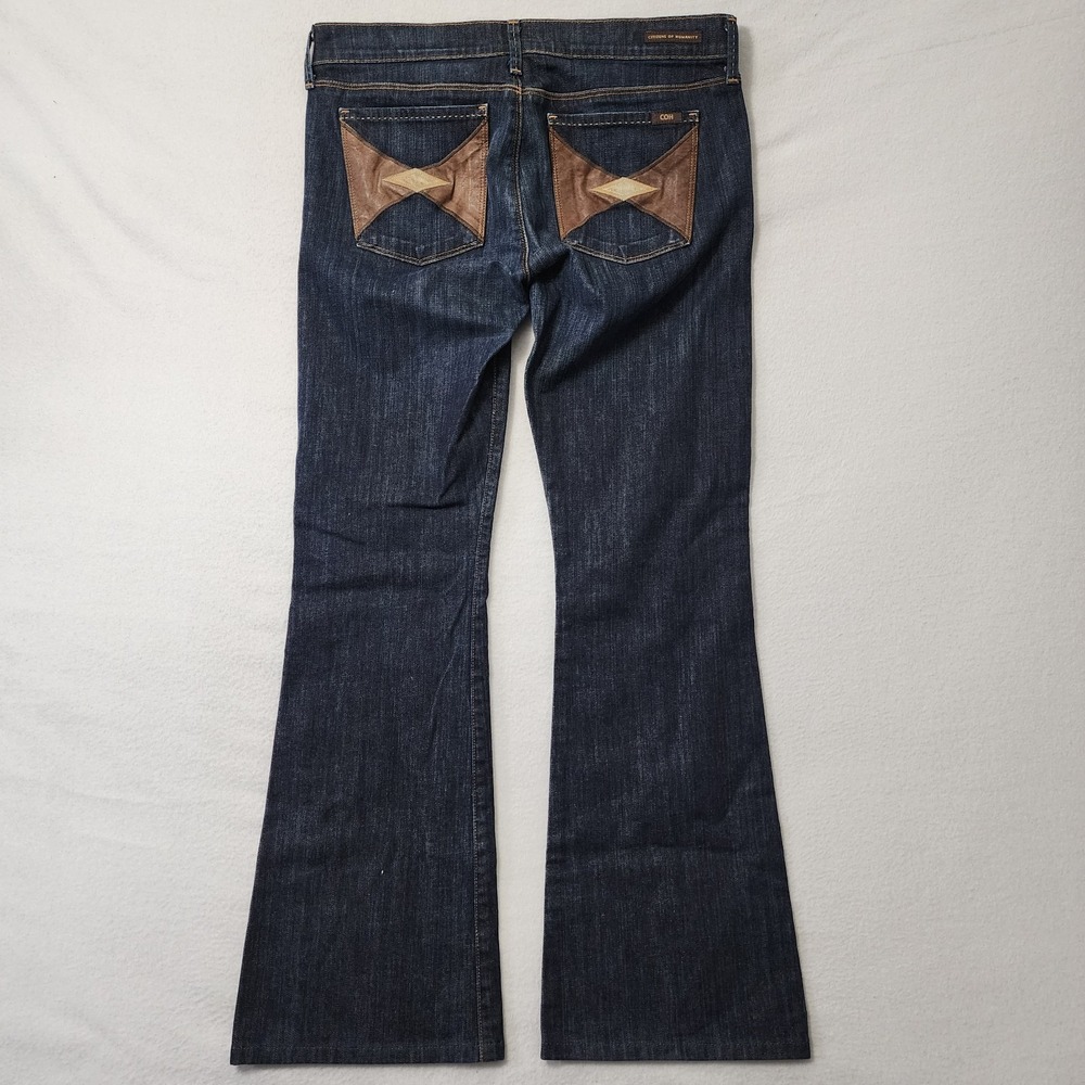 Citizens Of Humanity Low Waist Flare Jeans Womens 31x31 Blue Fade Embroidered